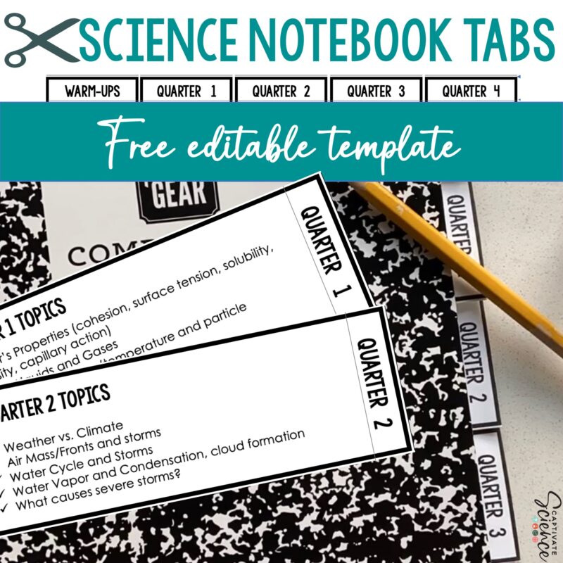 Science Notebook Tabs - Captivate Science